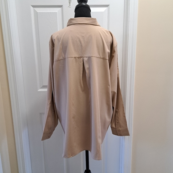 Modern Ambition Blouse Tan Travel Shirt Womens Size XXL NWOT Long Sleeved - Picture 9 of 11
